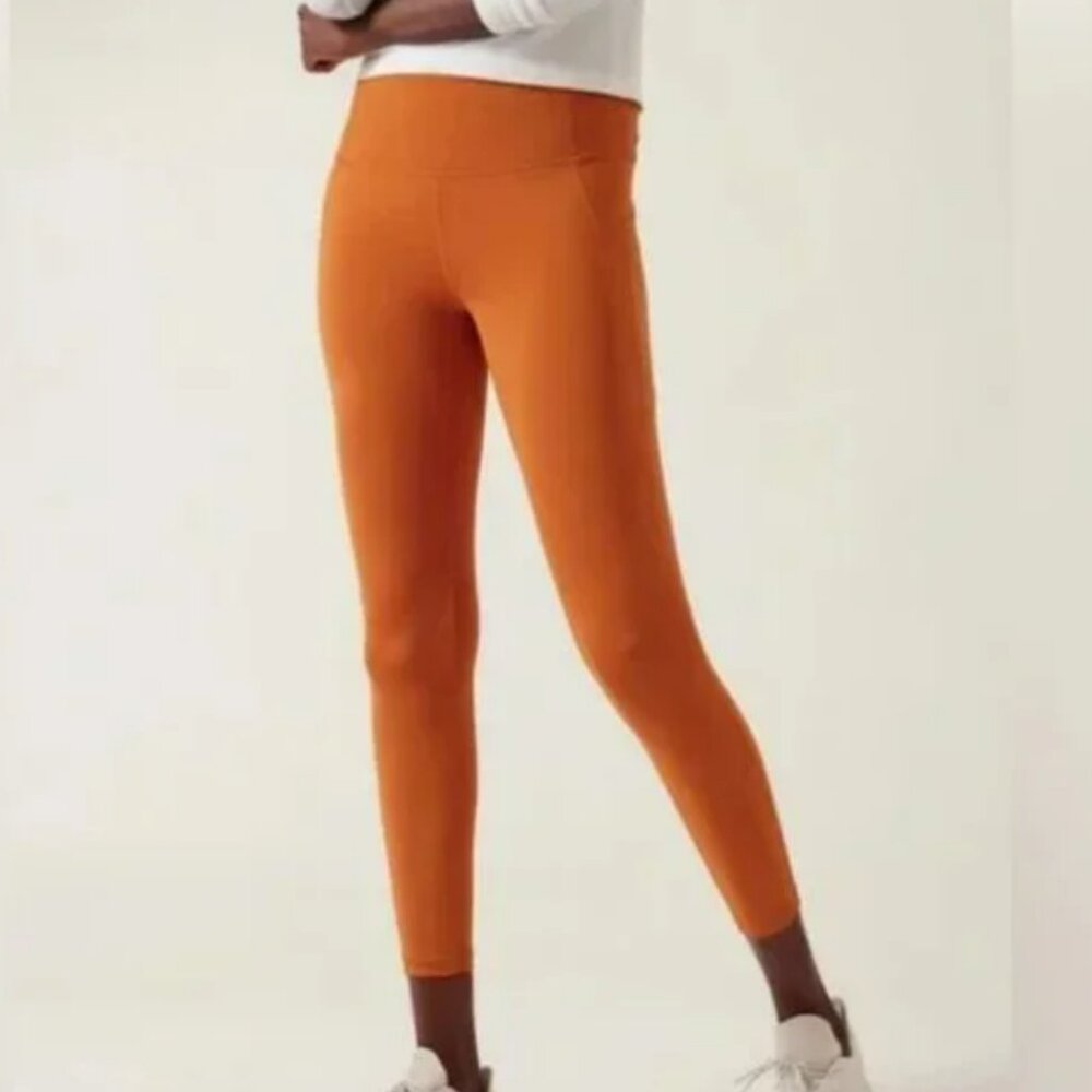 Athleta Ultimate Stash 7/8 Tight L in Foliage Orange